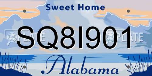 SQ8I901 Alabama License Plate