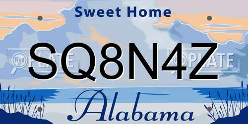 SQ8N4Z Alabama License Plate