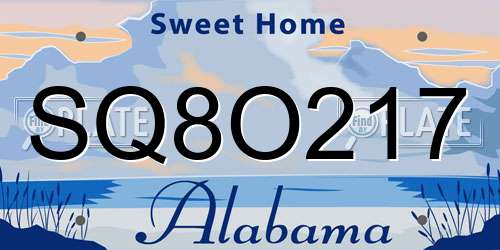 SQ8O217 Alabama License Plate