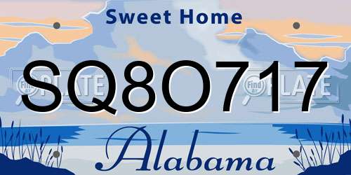 SQ8O717 Alabama License Plate