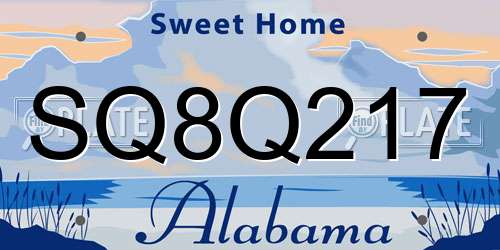 SQ8Q217 Alabama License Plate