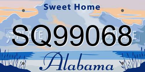 SQ99068 Alabama License Plate