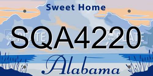 SQA4220 Alabama License Plate
