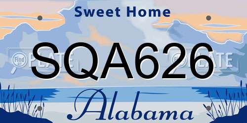 SQA626 Alabama License Plate