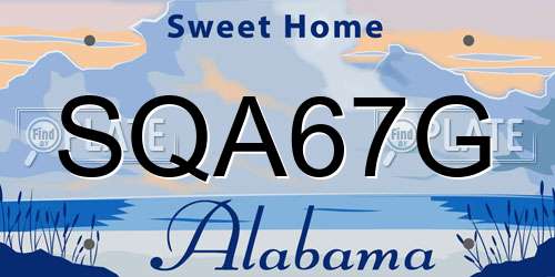 SQA67G Alabama License Plate