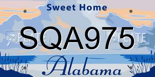 SQA975 Alabama License Plate