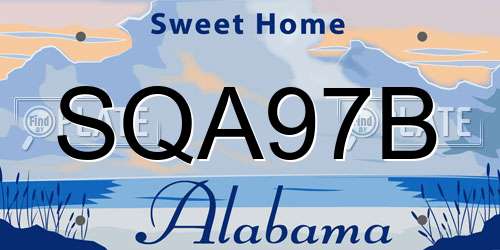 SQA97B Alabama License Plate