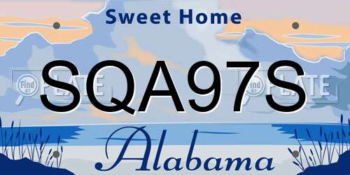 SQA97S Alabama License Plate