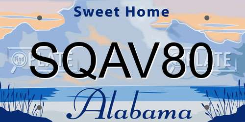 SQAV80 Alabama License Plate