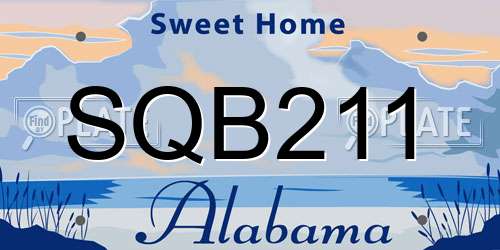 SQB211 Alabama License Plate