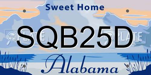 SQB25D Alabama License Plate