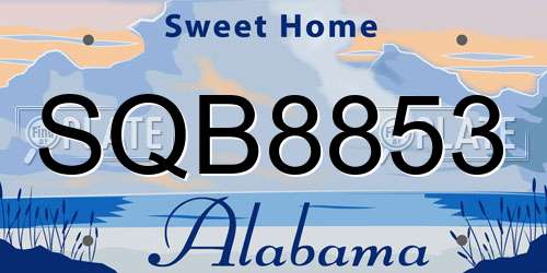 SQB8853 Alabama License Plate