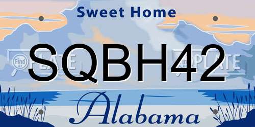 SQBH42 Alabama License Plate