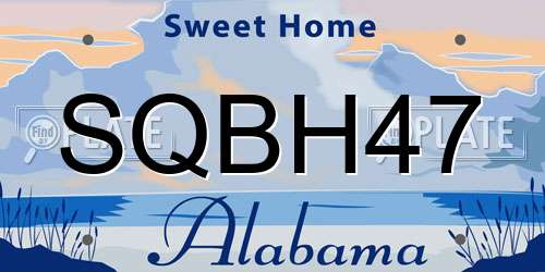 SQBH47 Alabama License Plate
