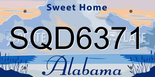 SQD6371 Alabama License Plate