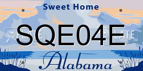 SQE04E Alabama License Plate