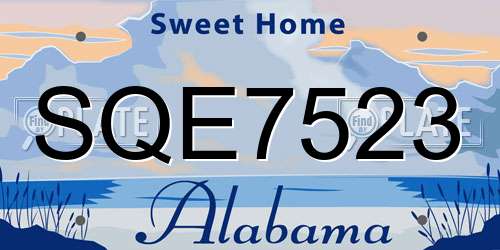 SQE7523 Alabama License Plate