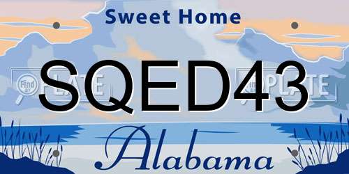 SQED43 Alabama License Plate
