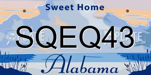SQEQ43 Alabama License Plate