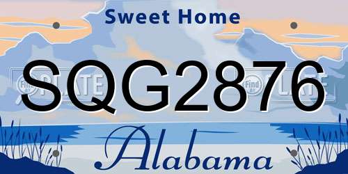SQG2876 Alabama License Plate
