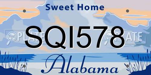 SQI578 Alabama License Plate