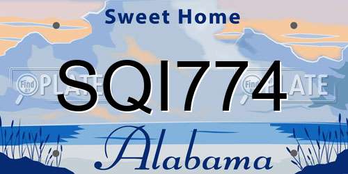 SQI774 Alabama License Plate