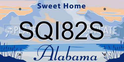SQI82S Alabama License Plate