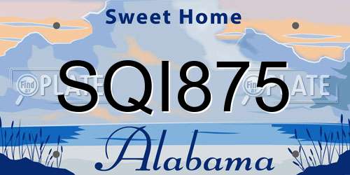 SQI875 Alabama License Plate
