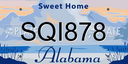 SQI878 Alabama License Plate