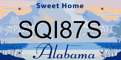 SQI87S Alabama License Plate
