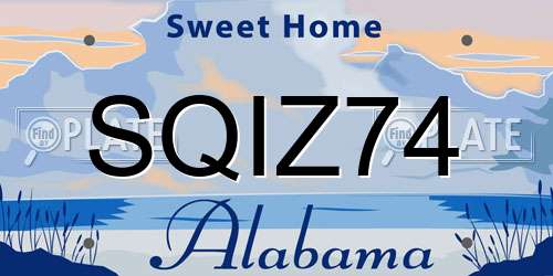 SQIZ74 Alabama License Plate