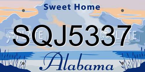 SQJ5337 Alabama License Plate