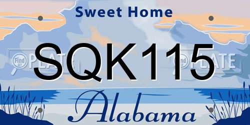 SQK115 Alabama License Plate