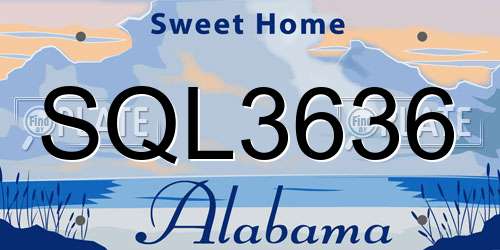 SQL3636 Alabama License Plate