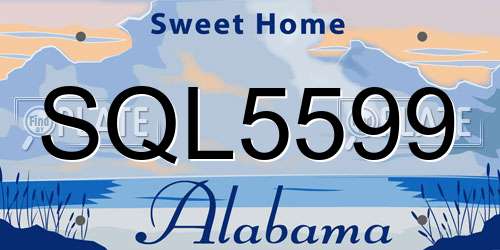 SQL5599 Alabama License Plate