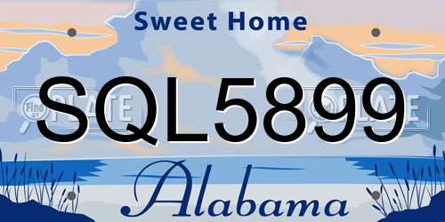 SQL5899 Alabama License Plate