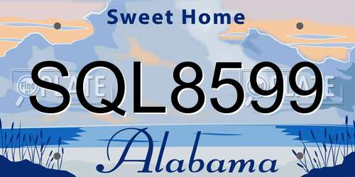 SQL8599 Alabama License Plate