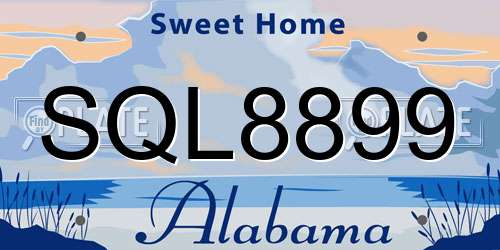 SQL8899 Alabama License Plate