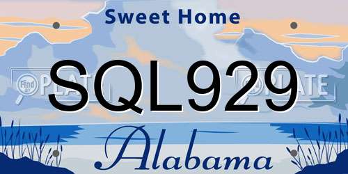 SQL929 Alabama License Plate
