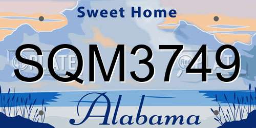 SQM3749 Alabama License Plate