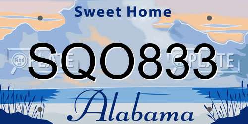 SQO833 Alabama License Plate
