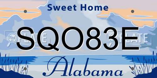 SQO83E Alabama License Plate