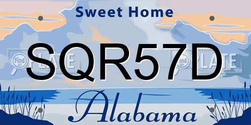 SQR57D Alabama License Plate