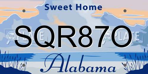 SQR87O Alabama License Plate