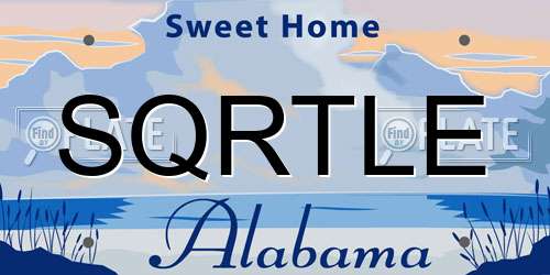 SQRTLE Alabama License Plate