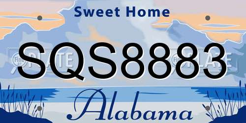 SQS8883 Alabama License Plate