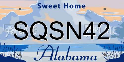 SQSN42 Alabama License Plate