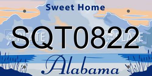 SQT0822 Alabama License Plate