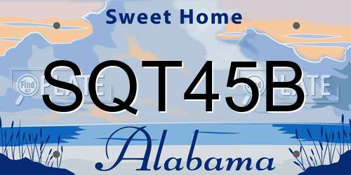 SQT45B Alabama License Plate
