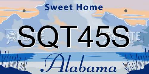 SQT45S Alabama License Plate